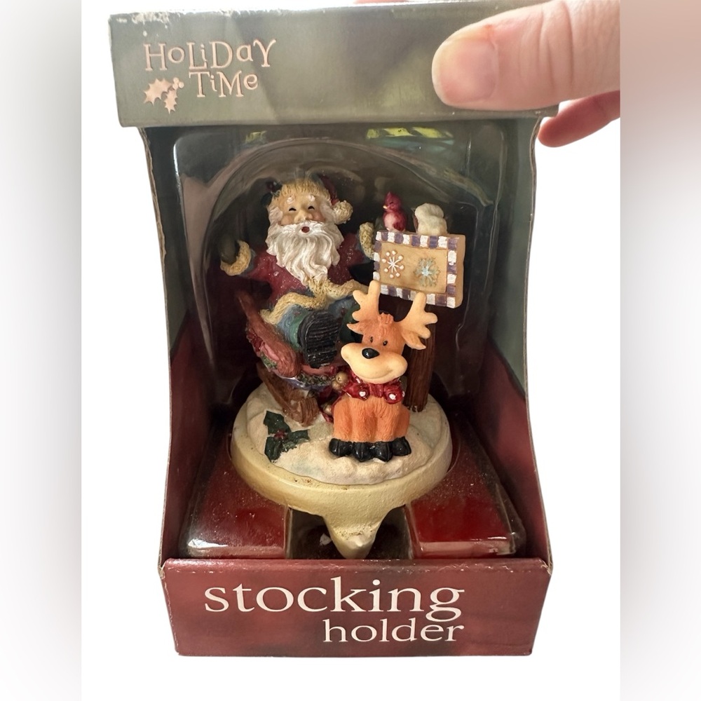 Holiday‎ Time Stocking Holder Santa Claus Christmas Decoration Fireplace Mantel
